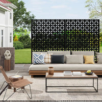 Paravent extérieur métal noir motif pétales, pour une terrasse
