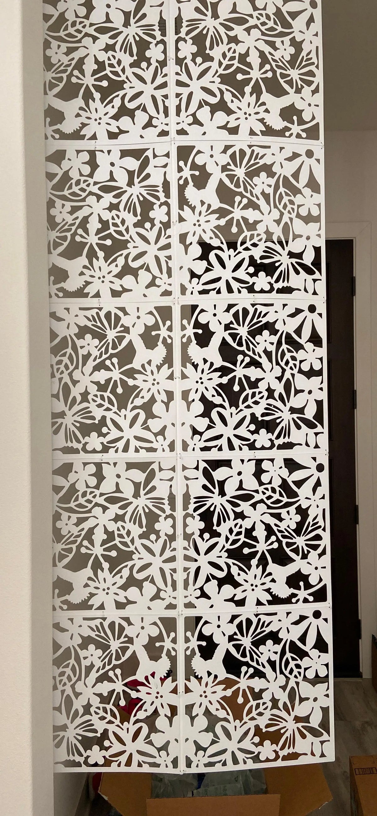 Cloison Amovible 12 Panneaux PVC Suspendus Blanc Noir 40 x 40 cm