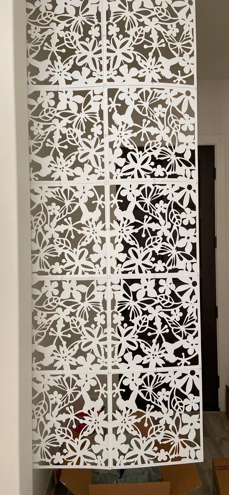 Cloison amovible 12 panneaux PVC suspendus blanc noir, dimensions 40 x 40 cm