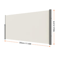 Paravent rétractable latéral extérieur polyester gris beige, dimensions beige, hauteur 180 x longueur 350 cm