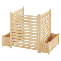 Paravent extérieur bois à lattes avec 2 jardinières, pour une terrasse