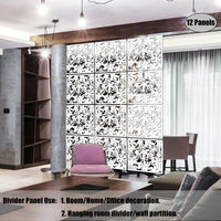 Cloison amovible 12 panneaux PVC suspendus blanc noir, en PVC