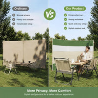 Paravent de camping polyester vert et crème, pour un jardin