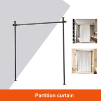Support de rideau séparateur de pièce sol-plafond noir, dimensions 110 à 300 cm