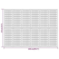 Paravent Japonais 6 Panneaux Shoji Papier de Riz Blanc 240 x 170 cm