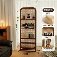 Paravent Cannage Rotin Porte-Revues Panneau sur Pied 70 x 180 cm