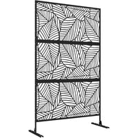 Paravent Extérieur Métal Noir 6 Motifs Autoportant 122 x 198 cm