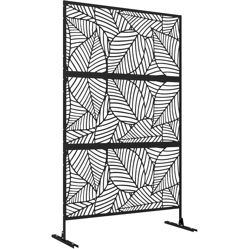 Paravent Extérieur Métal Noir 6 Motifs Autoportant 122 x 198 cm