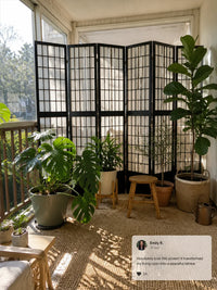 Paravent Japonais 6 Panneaux Shoji Papier de Riz Noir 240 x 170 cm