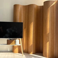 Paravent ondulé souple en lames de bois 4 couleurs, pour séparer une pièce