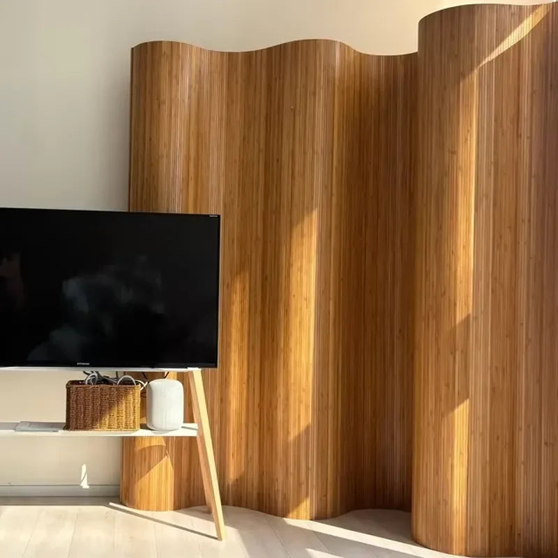 Paravent ondulé souple en lames de bois 4 couleurs, pour séparer une pièce