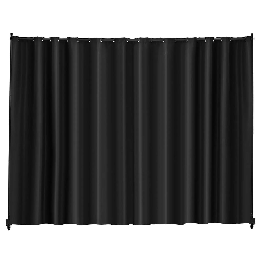 Paravent Mobile sur Roulettes Tissu Noir Occultant 308 x 245 cm