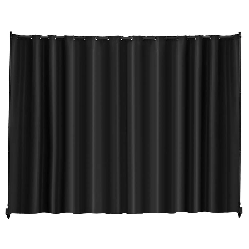 Paravent Mobile sur Roulettes Tissu Noir Occultant 308 x 245 cm