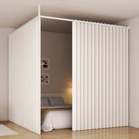 Rideau Séparateur de Pièce Plissé Polyester Beige Gris 100 à 240 cm
