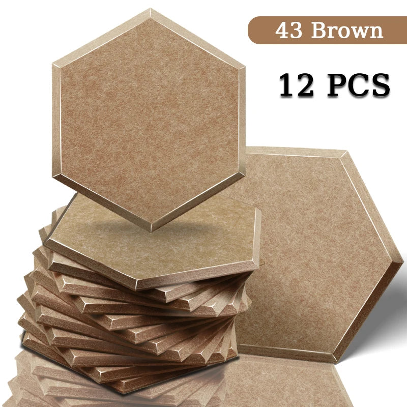 Panneau Acoustique Décoratif Hexagonal 12 Pièces Polyester 0,8 à 1,2 cm