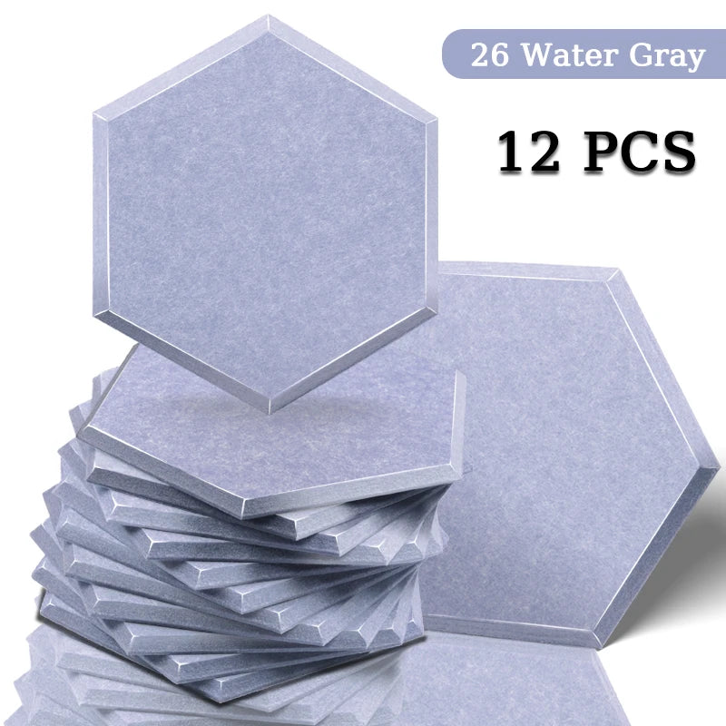 Panneau Acoustique Décoratif Hexagonal 12 Pièces Polyester 0,8 à 1,2 cm