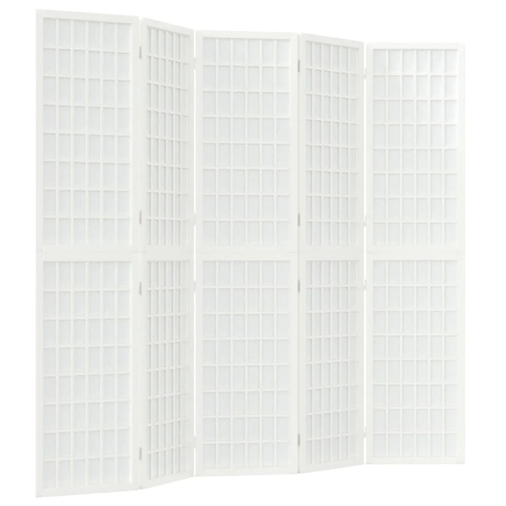 Paravent Japonais 5 Panneaux Papier de Riz Blanc 200 x 170 cm