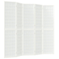 Paravent Japonais 5 Panneaux Papier de Riz Blanc 200 x 170 cm