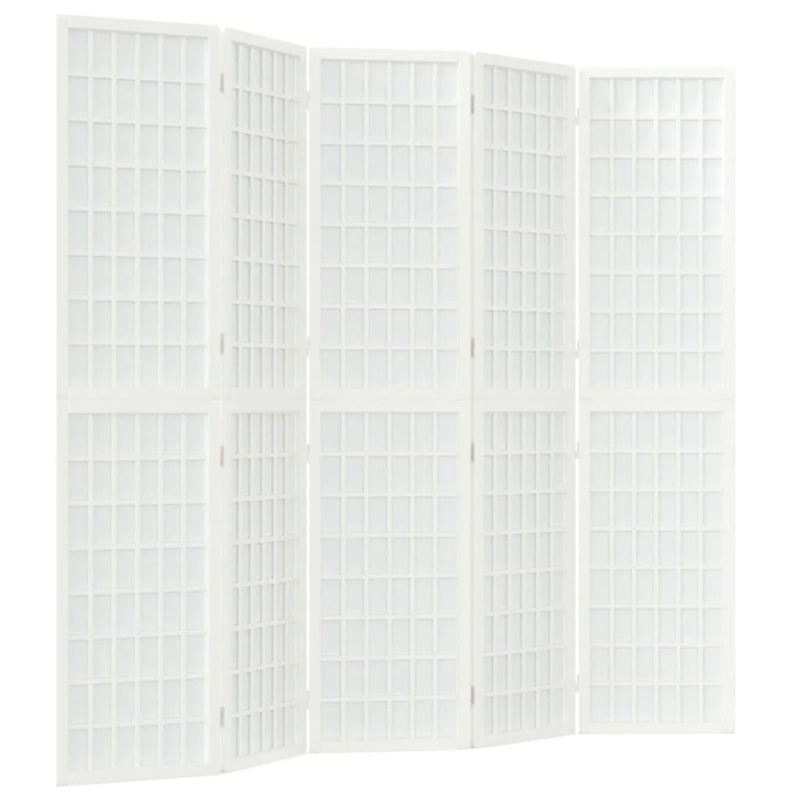 Paravent Japonais 5 Panneaux Papier de Riz Blanc 200 x 170 cm