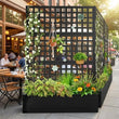 Paravent Extérieur Jardinière Treillis Carreaux Métal Noir 180 x 119 cm