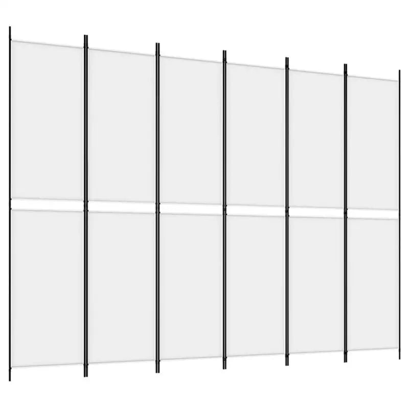 Paravent 6 Panneaux Tissu Blanc Cadre Noir 300 x 220 cm