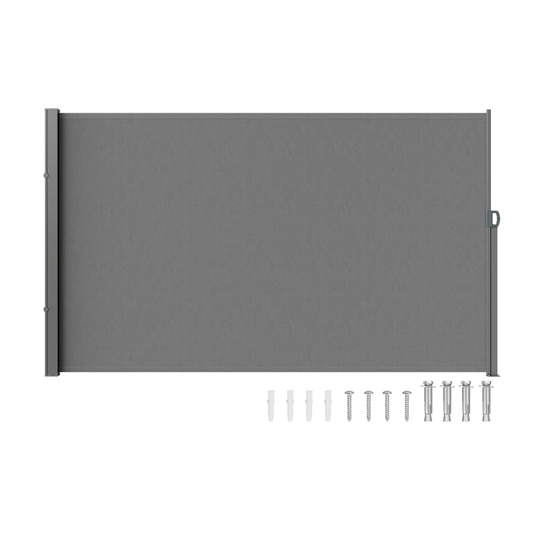 Paravent rétractable latéral extérieur polyester gris beige
