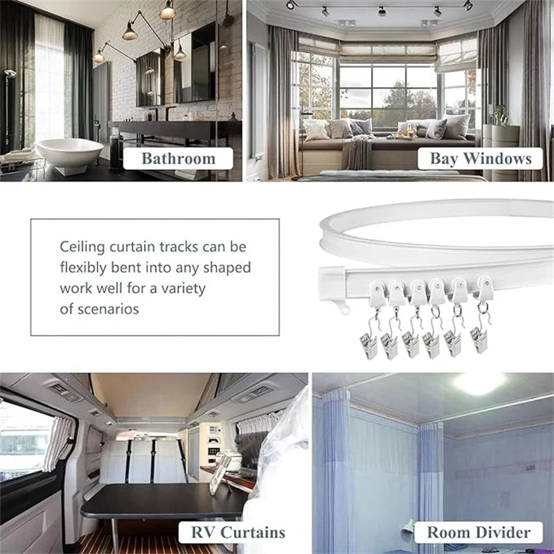 Rail flexible rideau séparateur plafond ou mur, pour un plafond