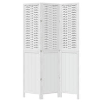 Paravent 3 panneaux bois de paulownia blanc autoportant, pour une chambre