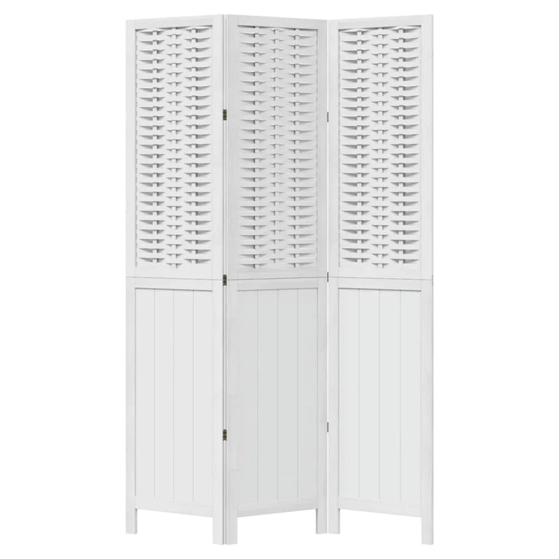 Paravent 3 panneaux bois de paulownia blanc autoportant, pour une chambre