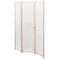 Paravent 3 Panneaux Bois et Tissu Crème 120 x 170 cm