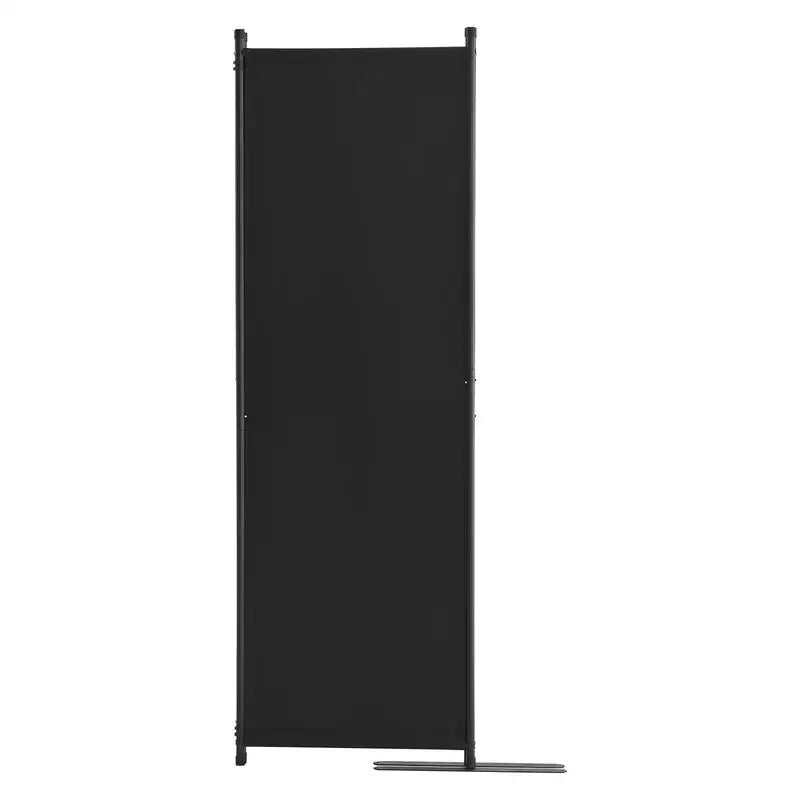 Paravent 4 Panneaux Tissu Noir Autoportant 228 x 172,5 cm