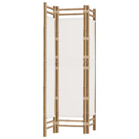 Paravent 3 Panneaux Bambou et Toile Crème 120 x 180 cm