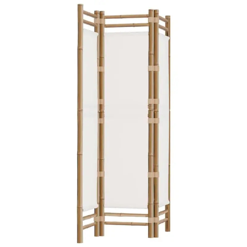 Paravent 3 Panneaux Bambou et Toile Crème 120 x 180 cm
