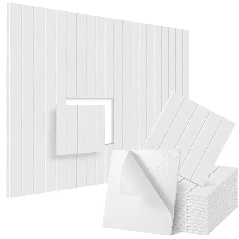 Panneau Acoustique Mural Feutre Rainuré Autocollant 30 x 30 cm, Lot de 12