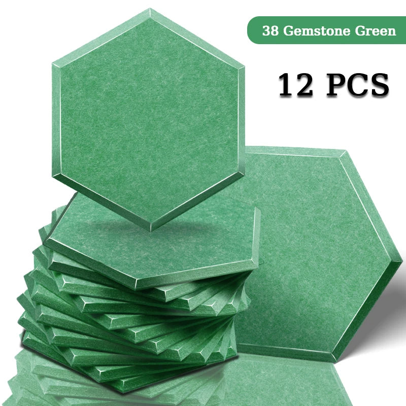 Panneau Acoustique Mural Hexagonal Polyester Lot de 12, 0,8 à 1,2 cm