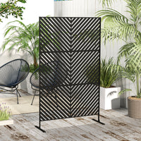 Paravent Extérieur Métal Ajouré Motif Chevrons Noir 122 x 198 cm