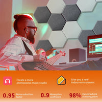 Panneau Acoustique Mural Hexagonal Polyester Lot de 12, 0,8 à 1,2 cm