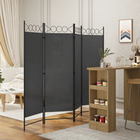 Paravent 3 ou 4 panneaux métal et polyester gris foncé, pour un salon