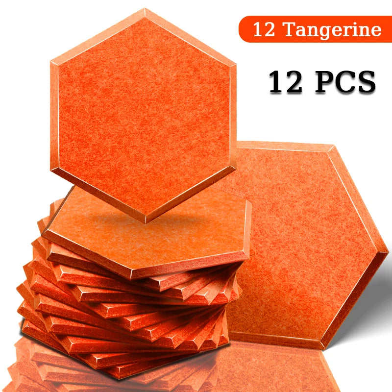 Panneau Acoustique Mural Hexagonal Polyester Lot de 12, 0,8 à 1,2 cm