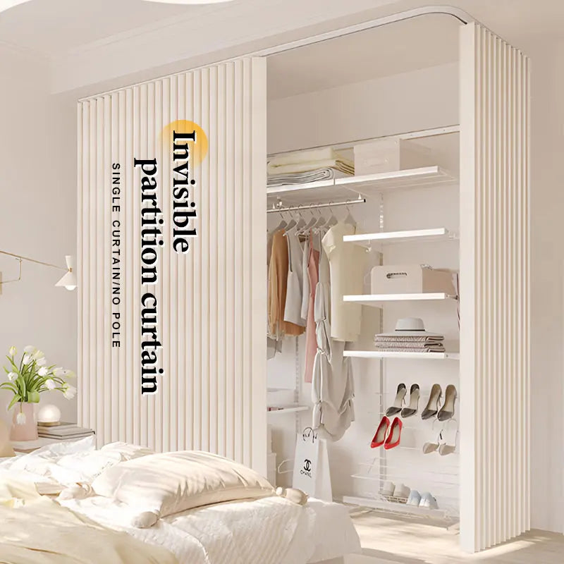 Rideau Séparateur de Pièce Plissé Polyester Beige Gris 100 à 240 cm