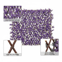 Brise-Vue Extensible Feuillage Artificiel Violet Cadre Saule 180 x 90 cm