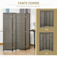 Paravent 4 Panneaux Bambou Tressé Pin Marron et Noir 180 x 180 cm