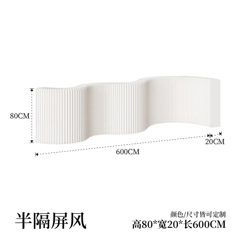 Paravent accordéon extensible blanc, hauteur 80 cm, longueur 6 m