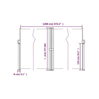 Paravent Rétractable Extérieur Polyester Noir 180 x 1200 cm