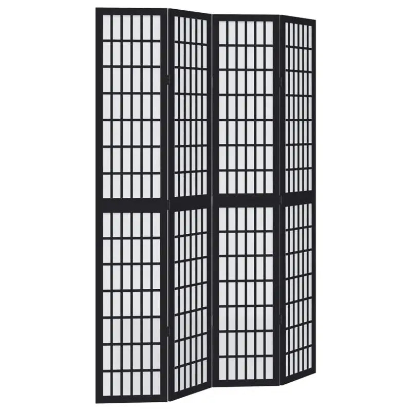 Paravent Japonais 4 Panneaux Paulownia Noir Hauteur 220 cm