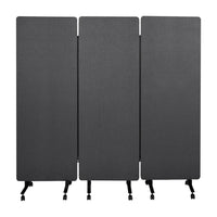 Cloison acoustique 3 panneaux sur roulettes gris foncé