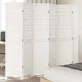 Paravent 6 Panneaux Bois à Persiennes Blanc 240 x 180 cm