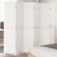Paravent 6 Panneaux Bois à Persiennes Blanc 240 x 180 cm