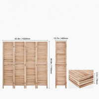 Paravent Persiennes 4 Panneaux Paulownia Naturel 162 x 170 cm