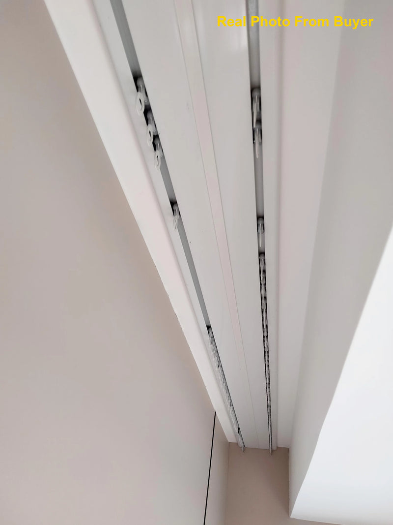 Rail plafond double voie ultra fin aluminium blanc ou champagne, pour séparer une pièce